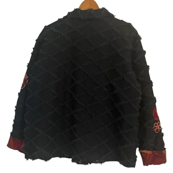 Fashion Bug Floral Embroidered Beaded Jacket 18 20 Boxy 90s Blazer Grunge - Picture 3 of 11